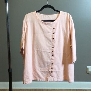 5X Peach Pull Over Diagonal Button Top